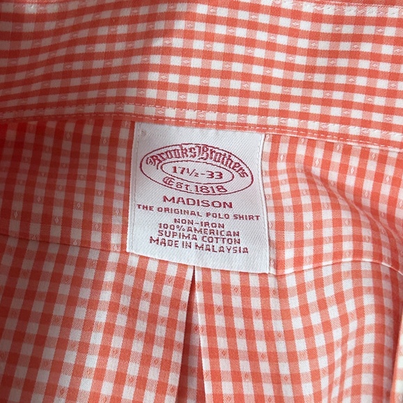 Brooks Brothers Madison Dress Shirt 100% Supina Cotton Button Front Apricot NWOT - Picture 11 of 14